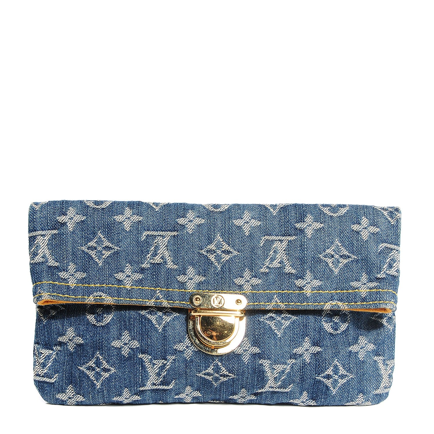 Louis Vuitton Monogram Denim Pochette Plat Clutch Blue 1 of 7