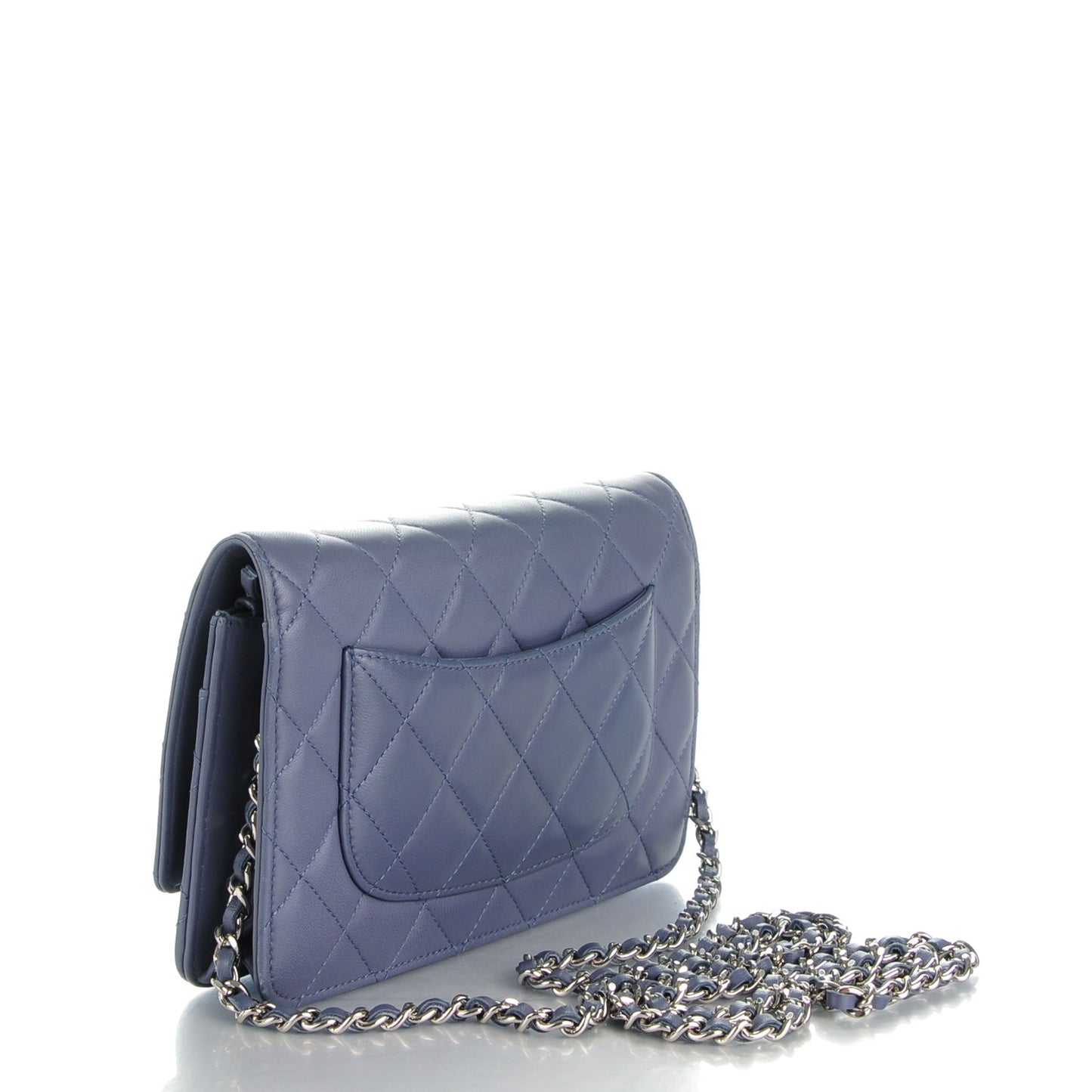 Lambskin Quilted Wallet On Chain WOC Purple