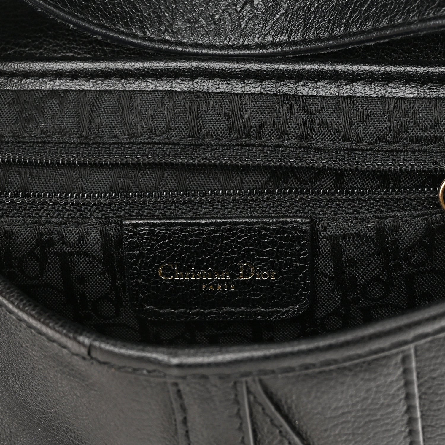Christian Dior Shiny Goatskin Saddle Bag Black 6 of 11