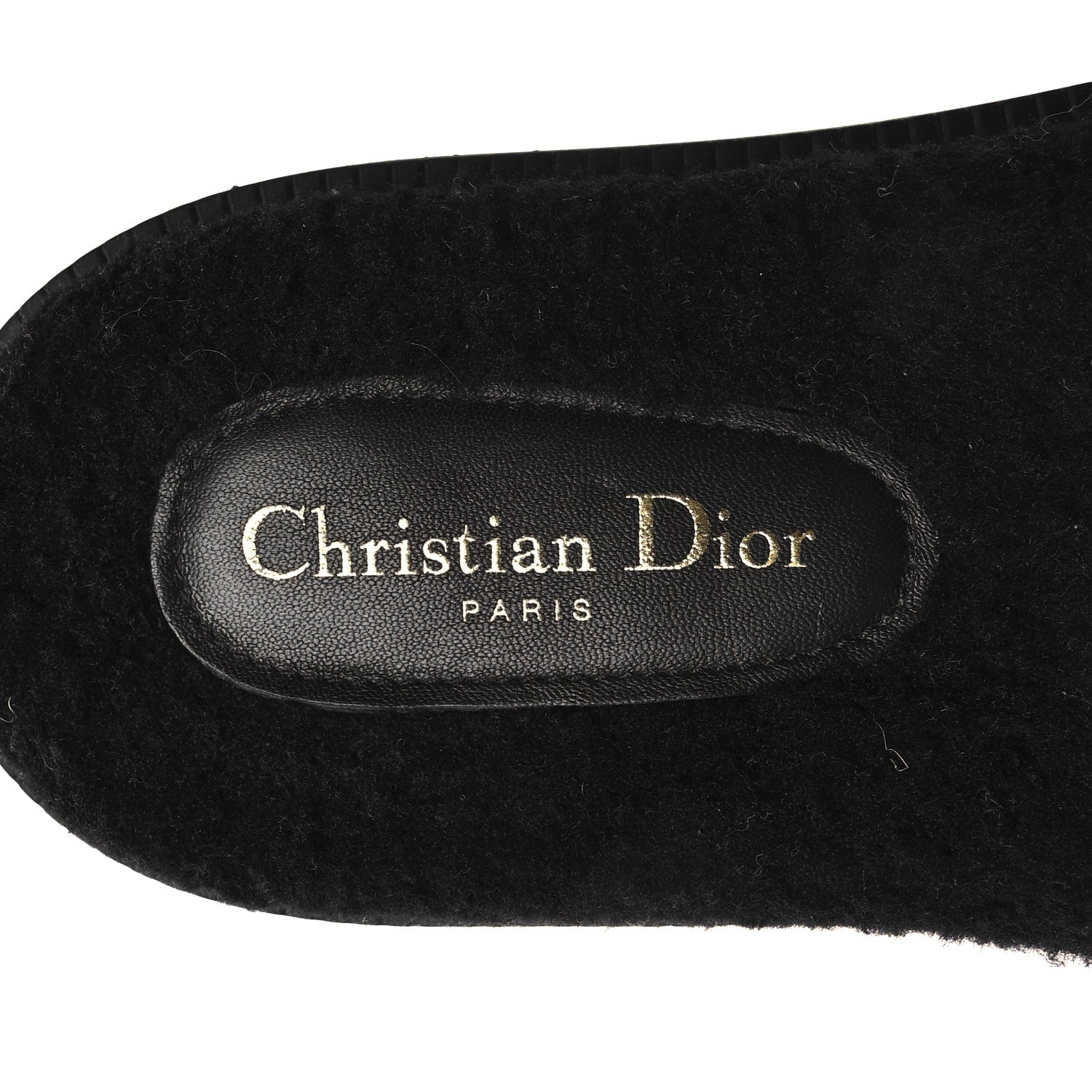 Christian Dior Shearling Canvas Lurex Embroidered Dway 10mm Slide Sandals 39 Black Natural 8 of 8