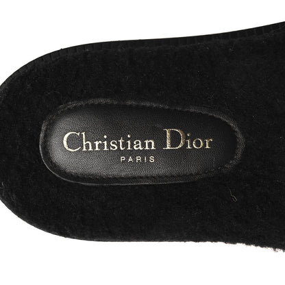 Christian Dior Shearling Canvas Lurex Embroidered Dway 10mm Slide Sandals 39 Black Natural 8 of 8