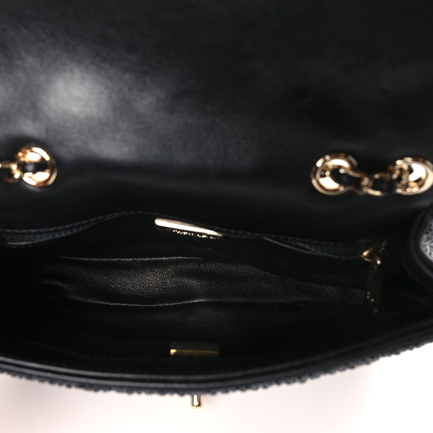 Lambskin Crystal Quilted Medium Flap Black