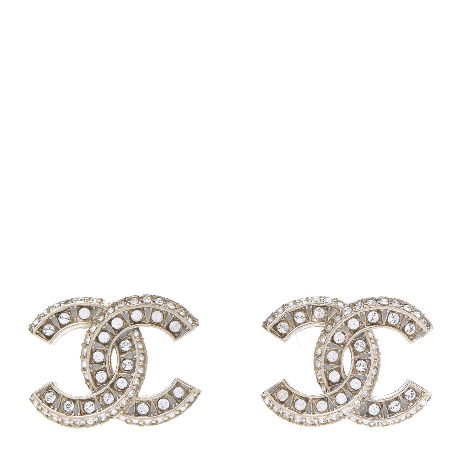 Chanel Crystal Timeless CC Earrings Light Gold 2 of 8