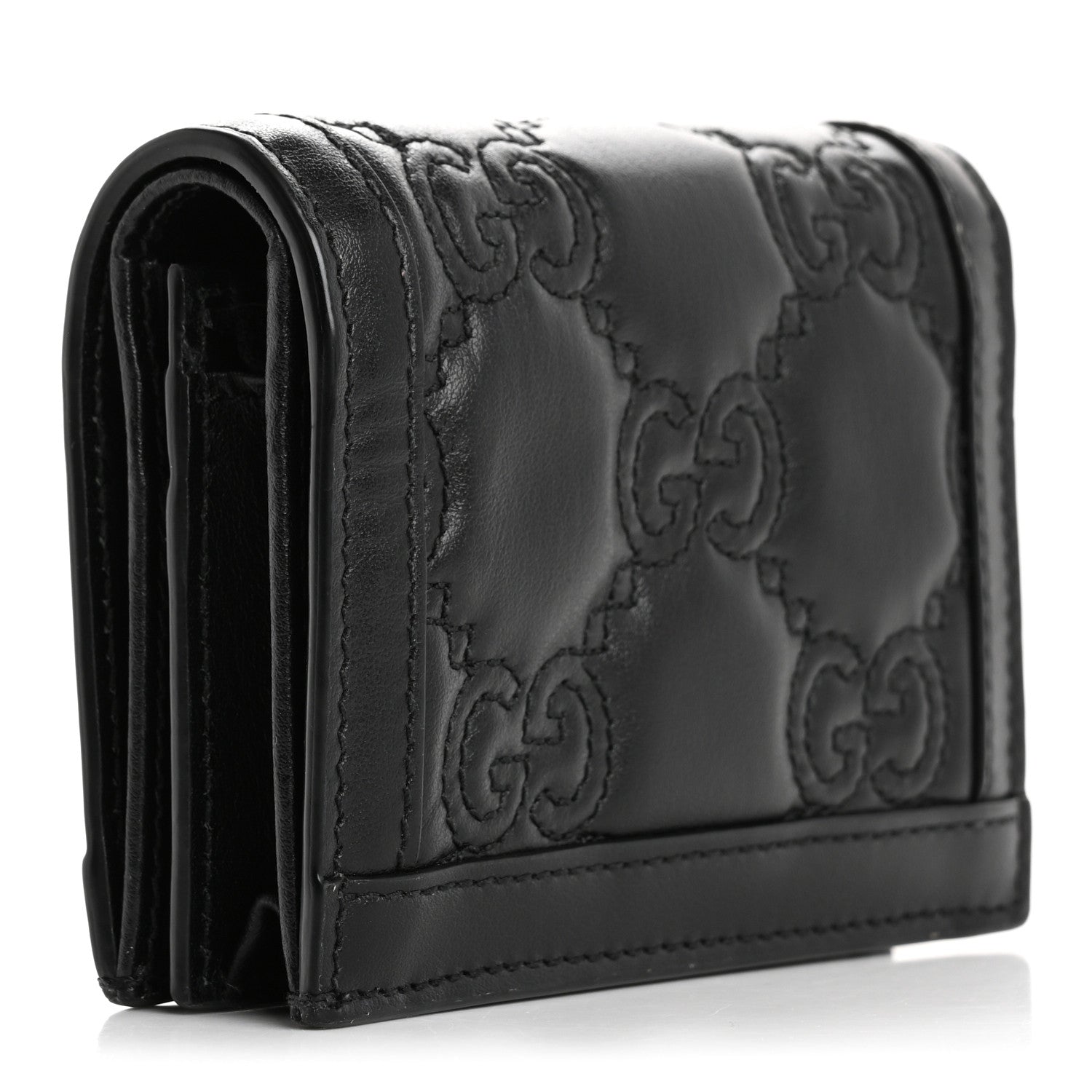 Gucci Calfskin GG Matelasse Card Case Wallet Black 3 of 11