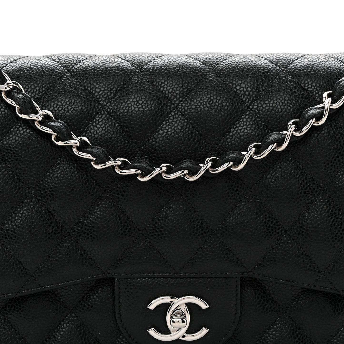 Caviar Quilted Jumbo Double Flap Black