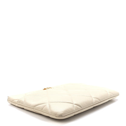 Chanel Shiny Goatskin Quilted Chanel 19 Pouch Beige 4 of 11