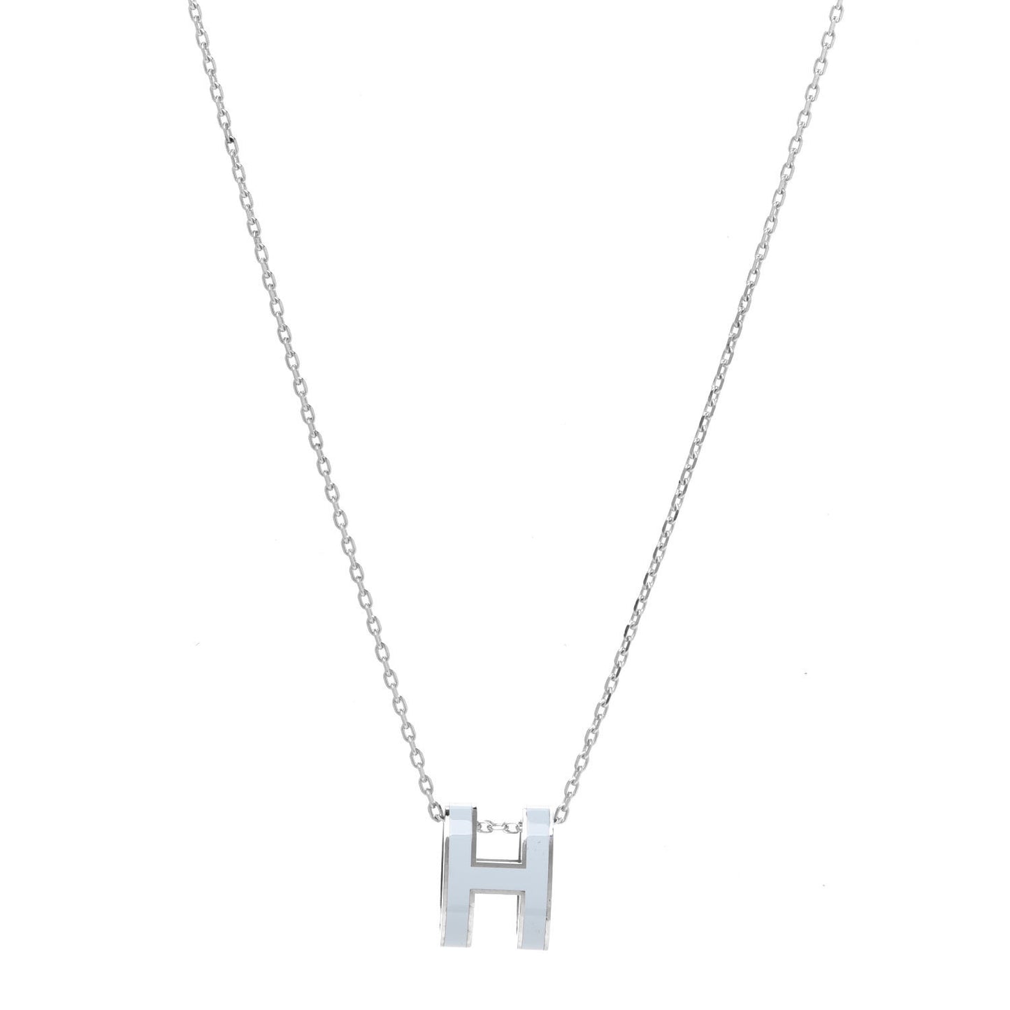 Lacquered Palladium Pop H Pendant Necklace Bleu Pastel