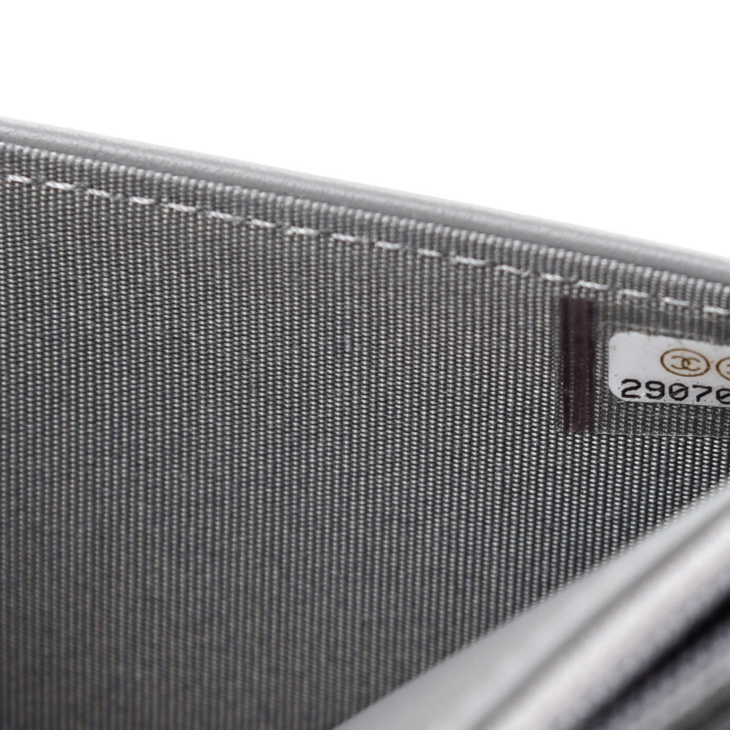 Caviar Chevron Quilted Boy Wallet On Chain WOC Grey