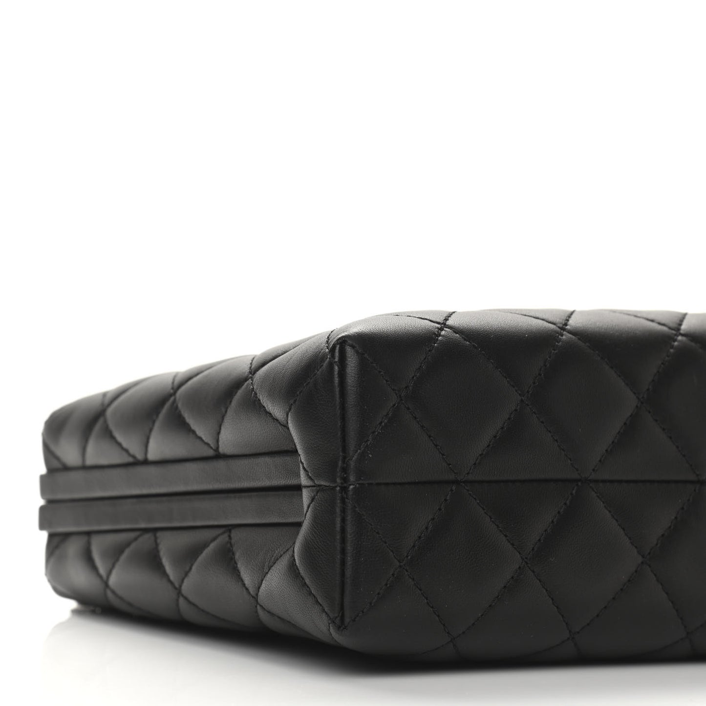 Lambskin Quilted Kisslock Minaudiere Black
