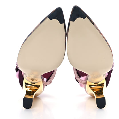Fendi Technical Mesh FF Colibri 85mm Slingback Pumps 36.5 Tobacco Moro Black Anemone 6 of 10