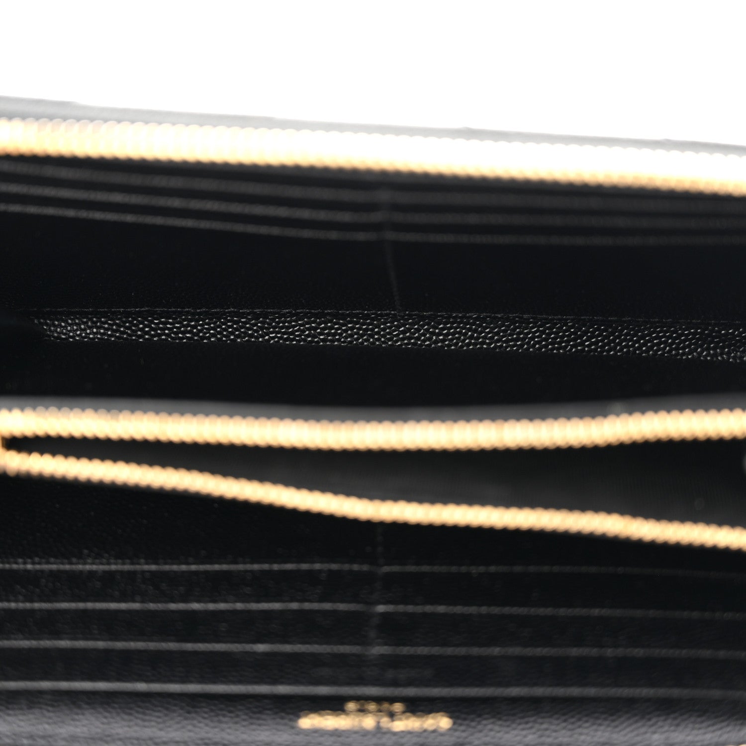 Saint Laurent Grain De Poudre Matelasse Chevron Monogram Zip Around Wallet Black 5 of 8
