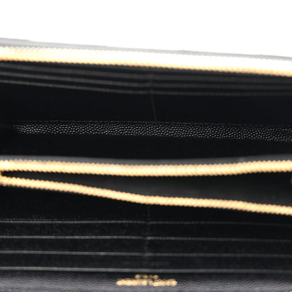Saint Laurent Grain De Poudre Matelasse Chevron Monogram Zip Around Wallet Black 5 of 8