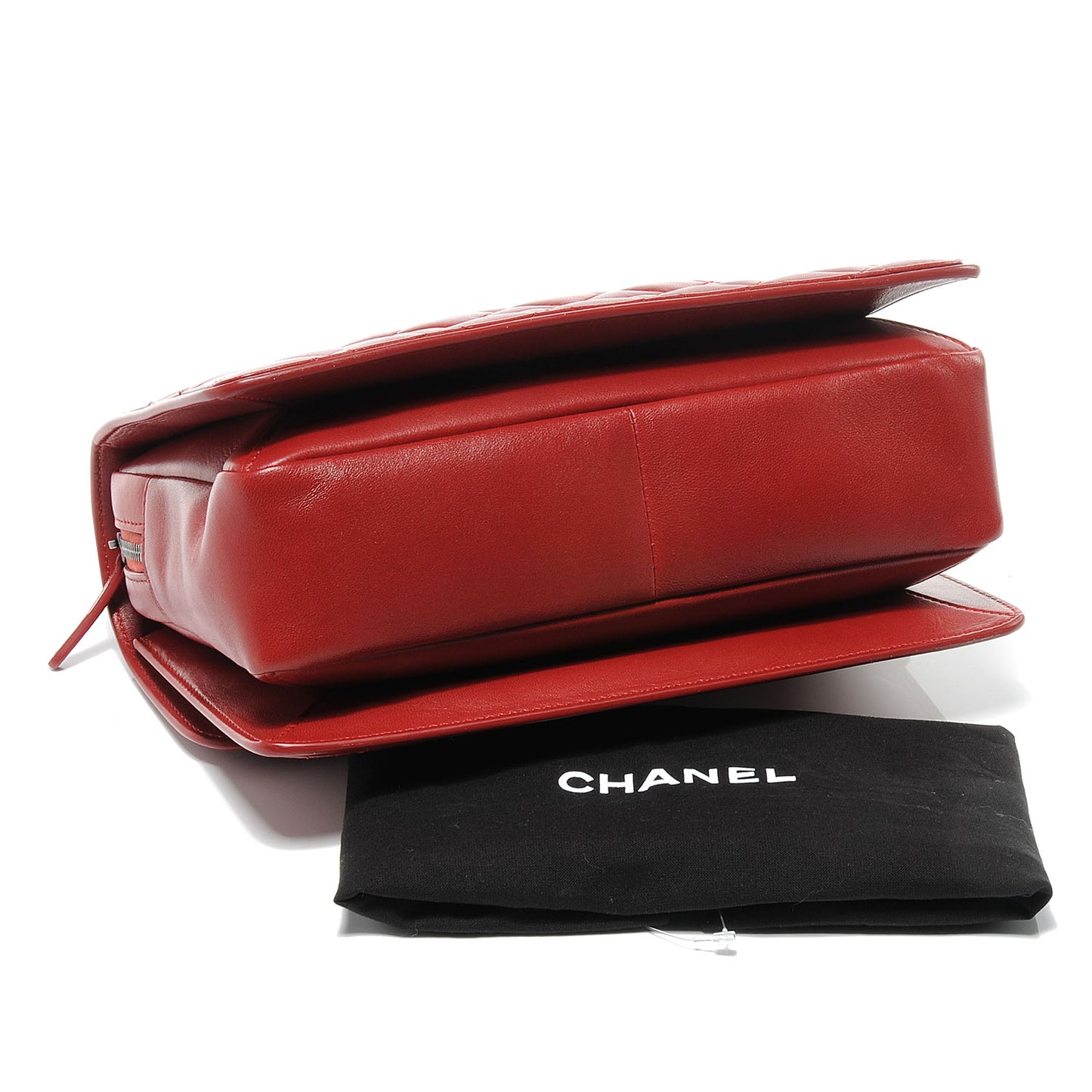 Lambskin Quilted Citizen Zip Large Flap Dark Red