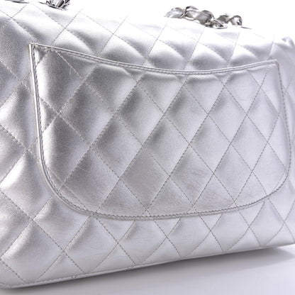 Chanel Metallic Lambskin Quilted Jumbo Single Flap Silver 10 of 10