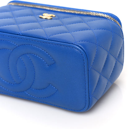 Chanel Lambskin Quilted Pearl Crush Small Vanity Case With Chain Blue 9 of 9