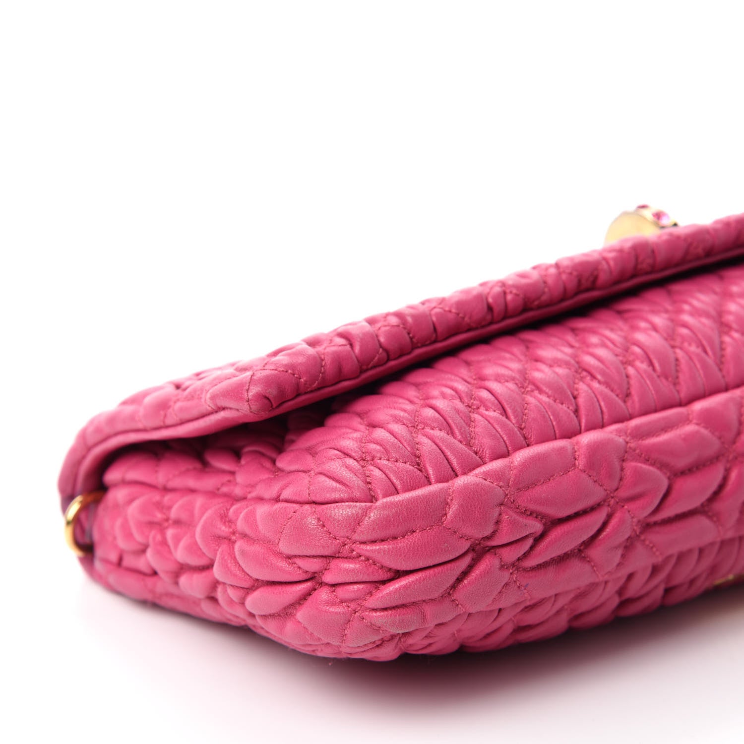 Miu Miu Nappa Matelasse Crystal Flap Clutch Fuxia 6 of 17