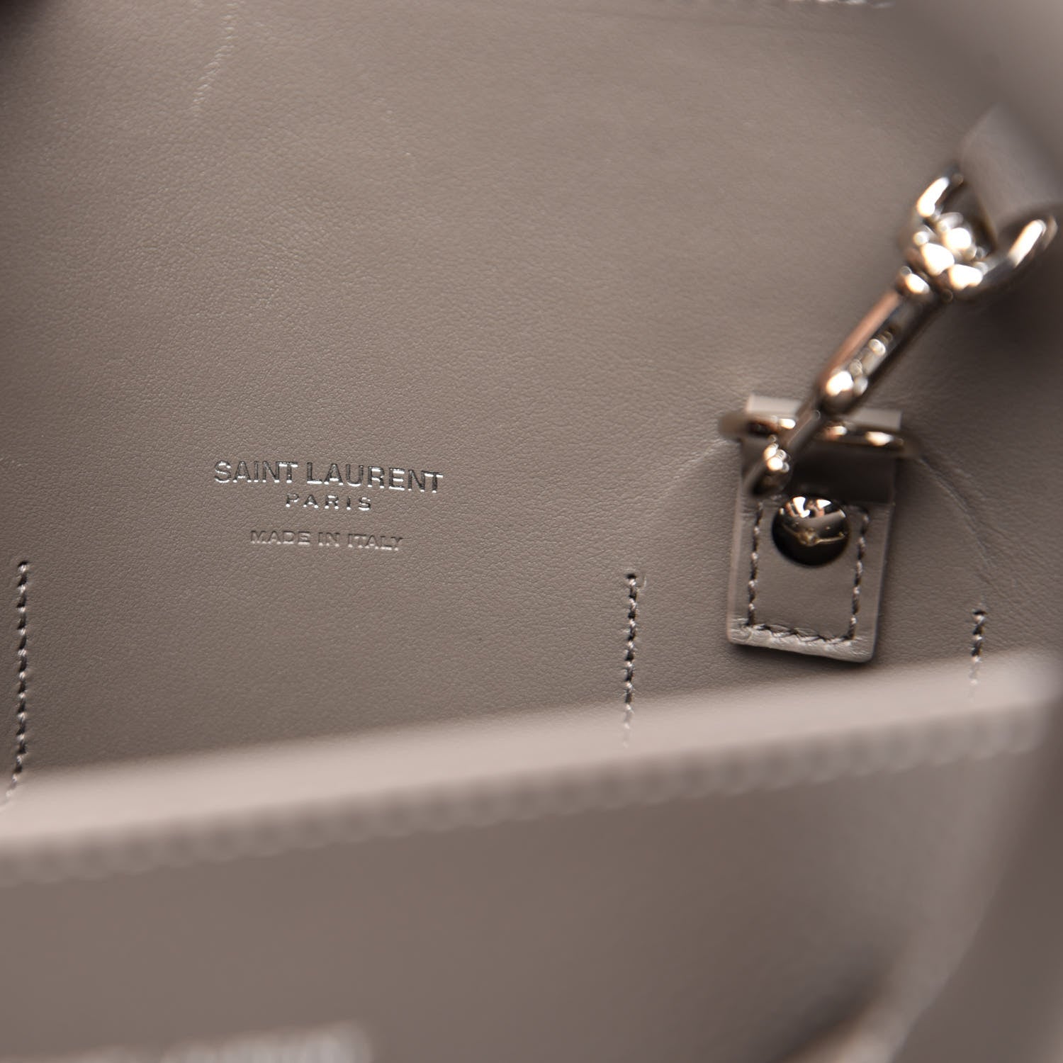 Saint Laurent Grained Calfskin Topstitch Small Sac De Jour Grey 8 of 9