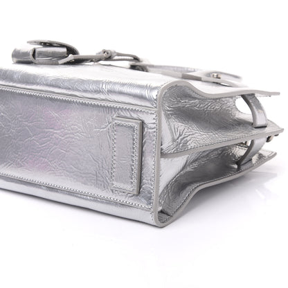 Saint Laurent Metallic Crinkled Calfskin Nano Supple Sac De Jour Silver 6 of 8