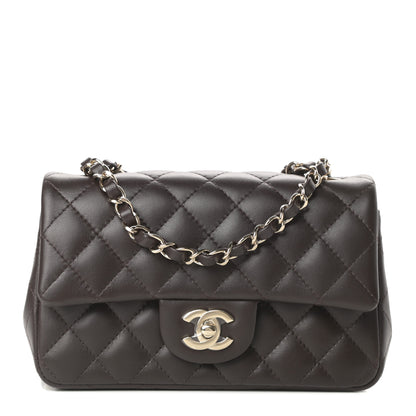 Chanel Lambskin Quilted Mini Rectangular Flap Dark Brown 1 of 12