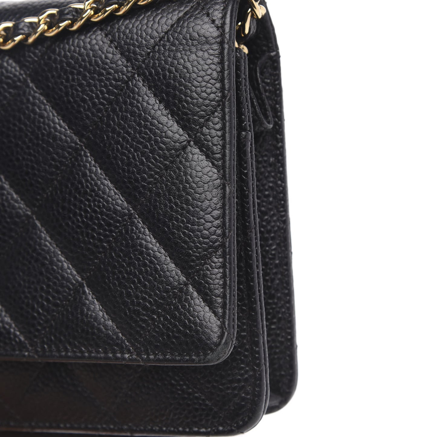 Caviar Quilted Wallet On Chain WOC Black
