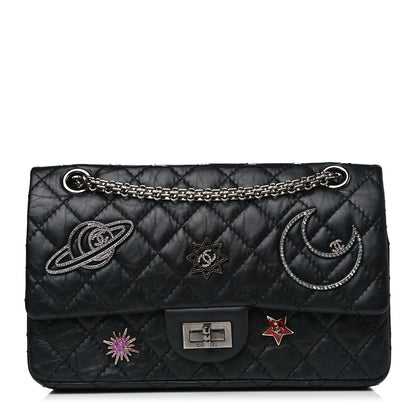 Chanel Aged Calfskin Space Charms 2.55 Reissue 225 Flap Black 1 of 17