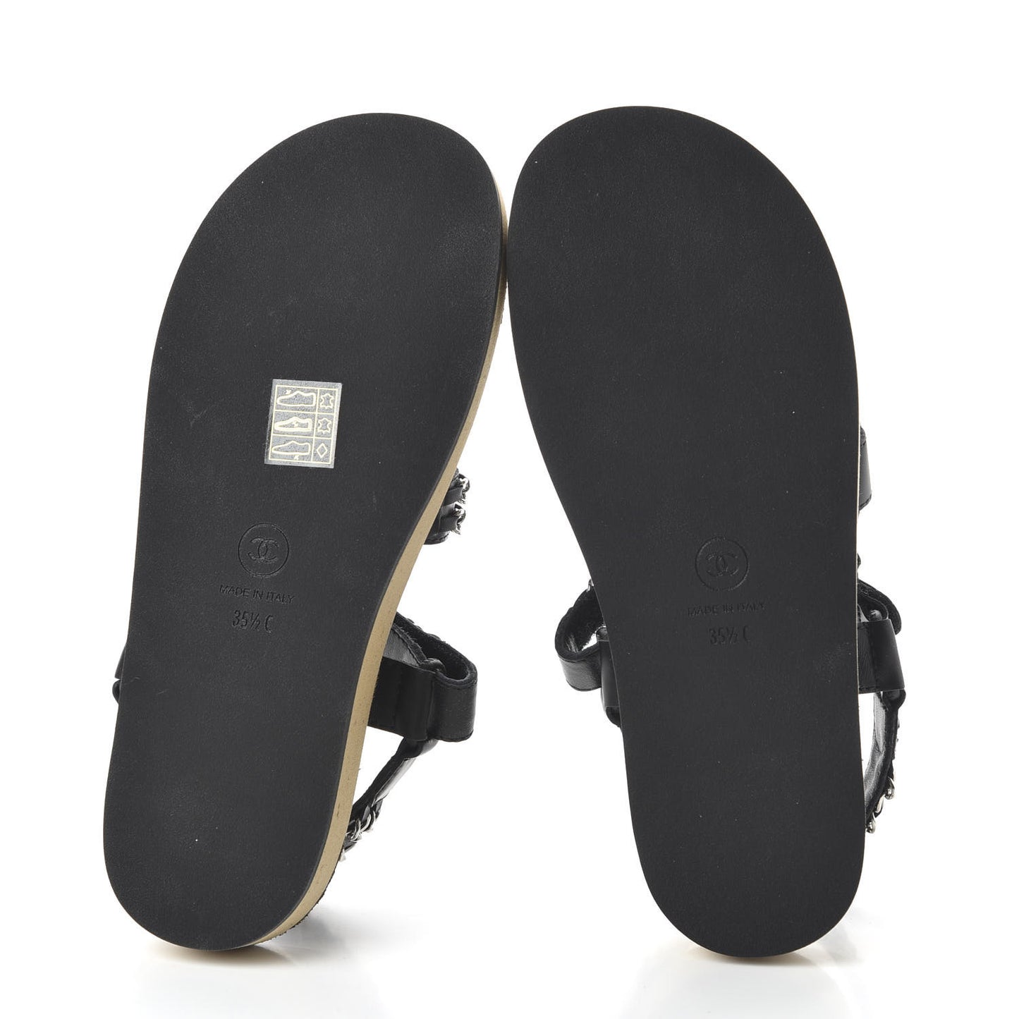 Lambskin Chain Sandals 35.5 Black