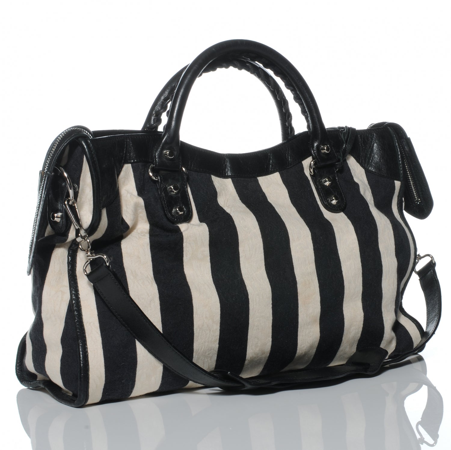 Balenciaga Chevre Damask Stripe City Black 42375 – FASHIONPHILE