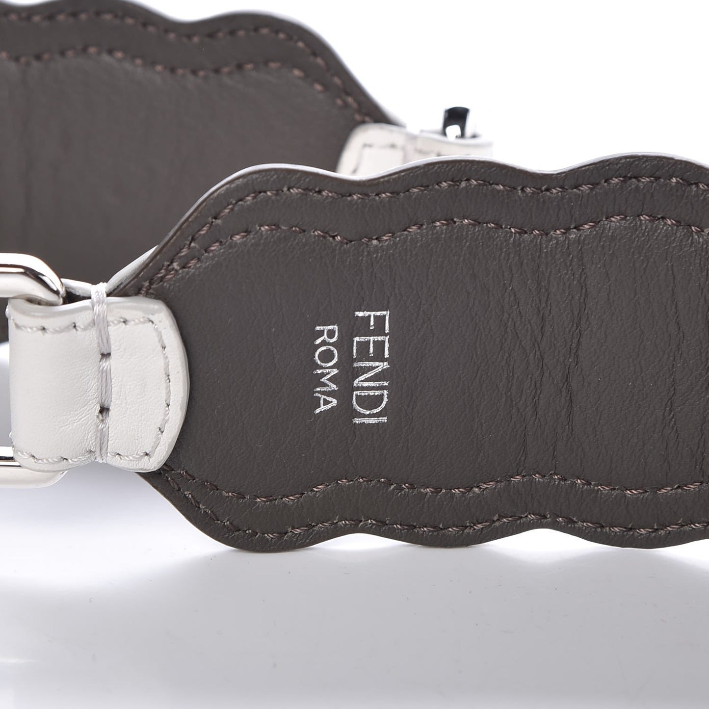 Vitello Dolce Bi-Color Scalloped Spike Studded Strap You White Ice Carbone Multicolor