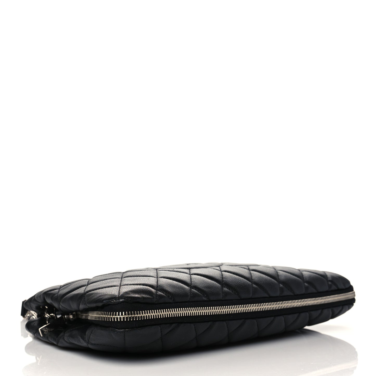 Caviar Quilted Expandable Zip Shoulder Bag Black