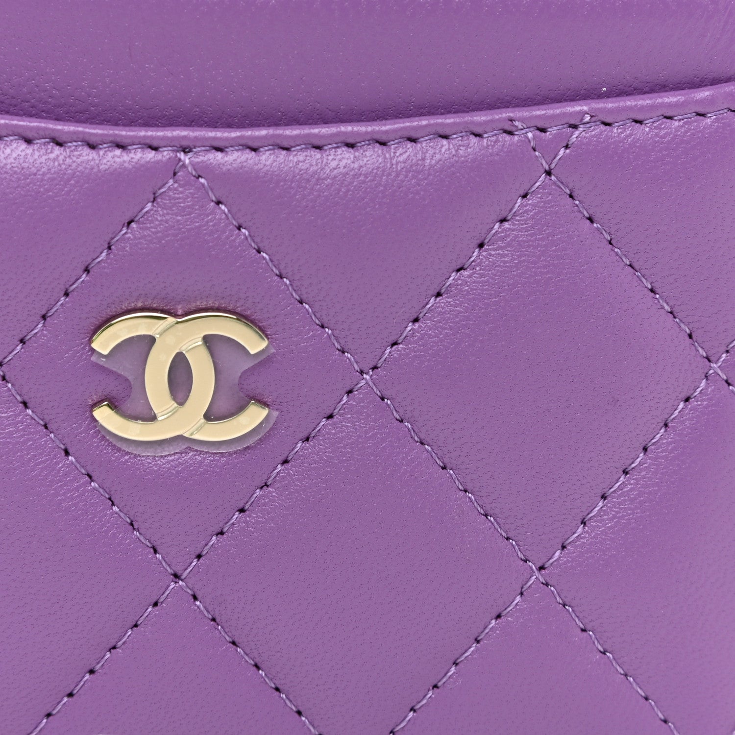 Chanel Lambskin Quilted Card Holder Purple 9 of 12