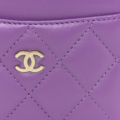 Chanel Lambskin Quilted Card Holder Purple 9 of 12