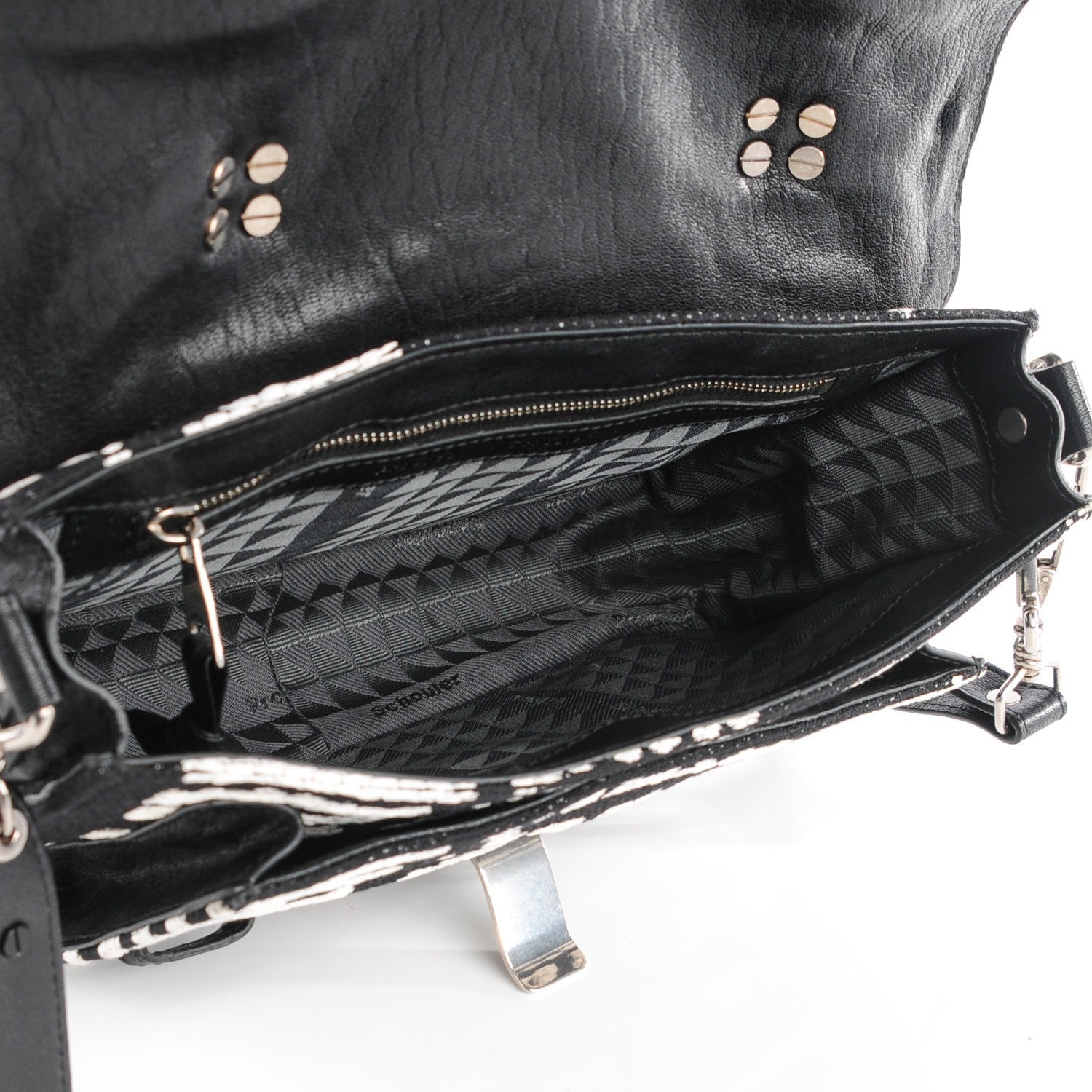 Proenza Schouler Jacquard Woodblock PS1 Tiny Satchel Black White 10 of 14