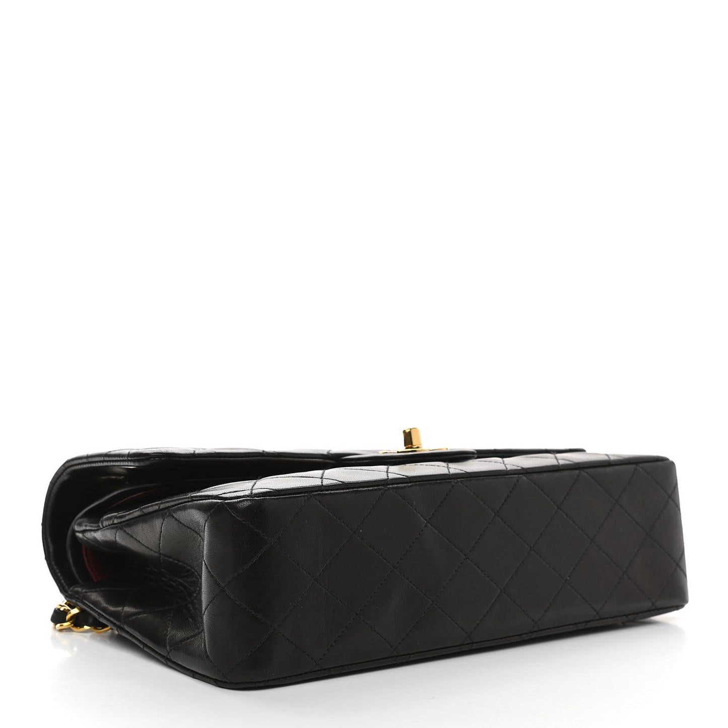 Lambskin Quilted Medium Double Flap Black