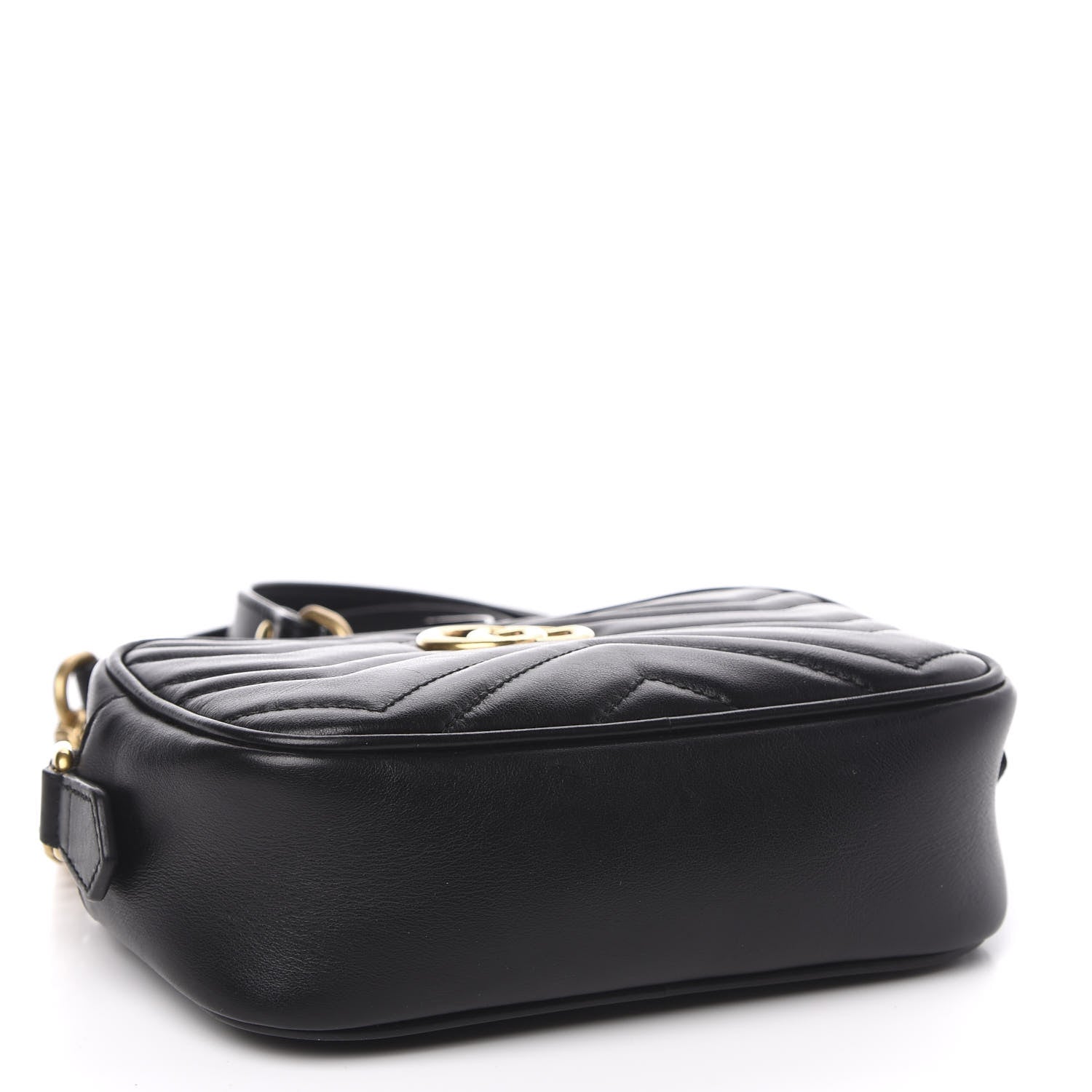 Gucci Calfskin Matelasse Mini GG Marmont Chain Shoulder Bag Black 4 of 12