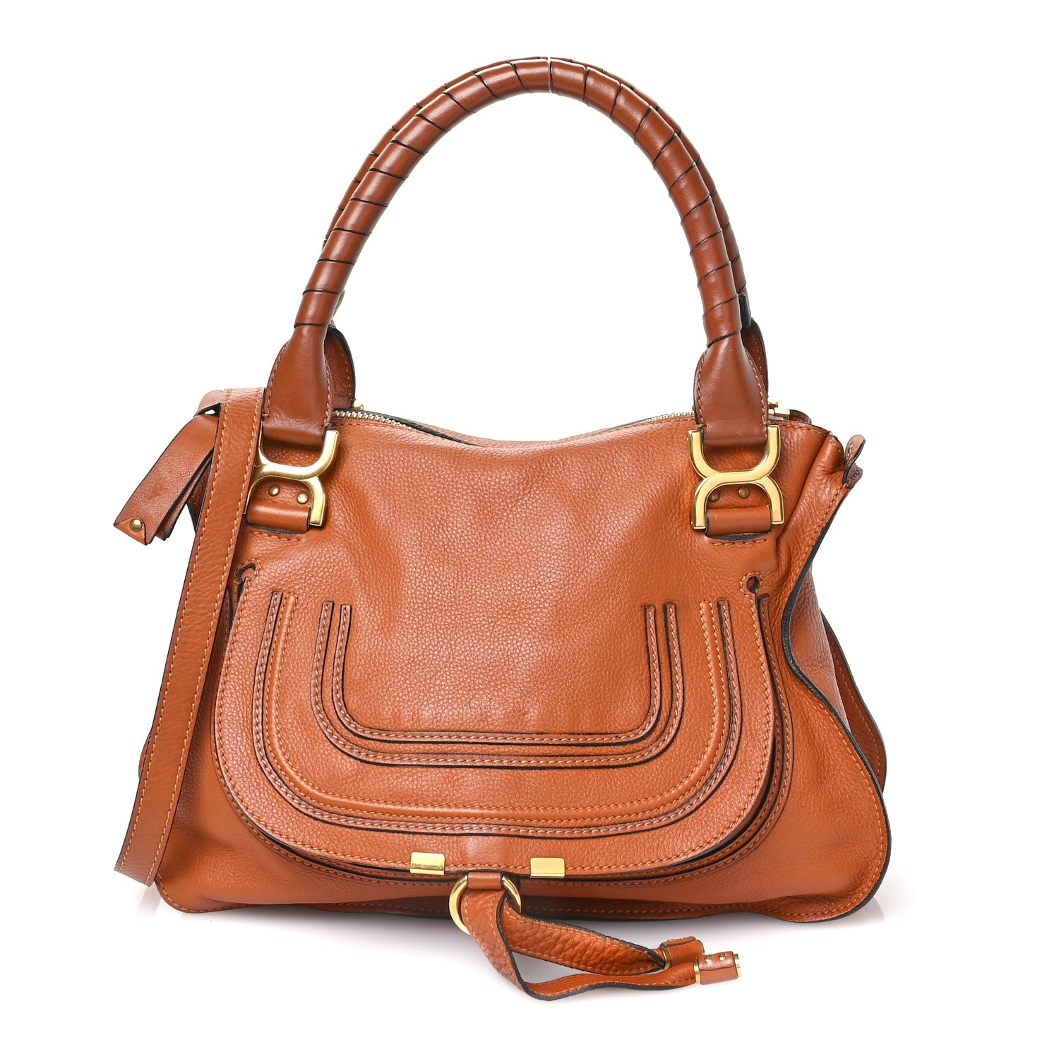 Chloe Calfskin Braided Medium Marcie Double Carry Tan 1 of 11
