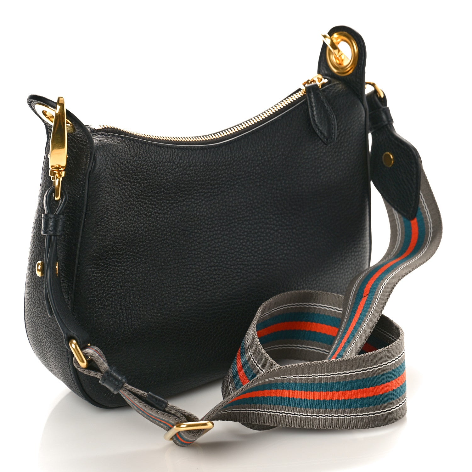 Prada Vitello Phenix Small Zippered Messenger Hobo Black 2 of 8