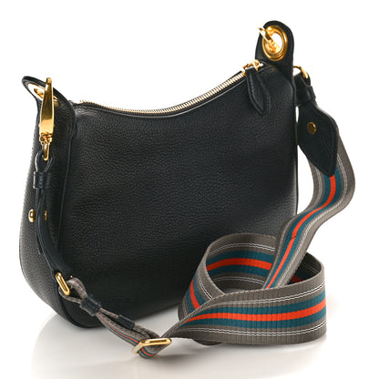 Prada Vitello Phenix Small Zippered Messenger Hobo Black 2 of 8