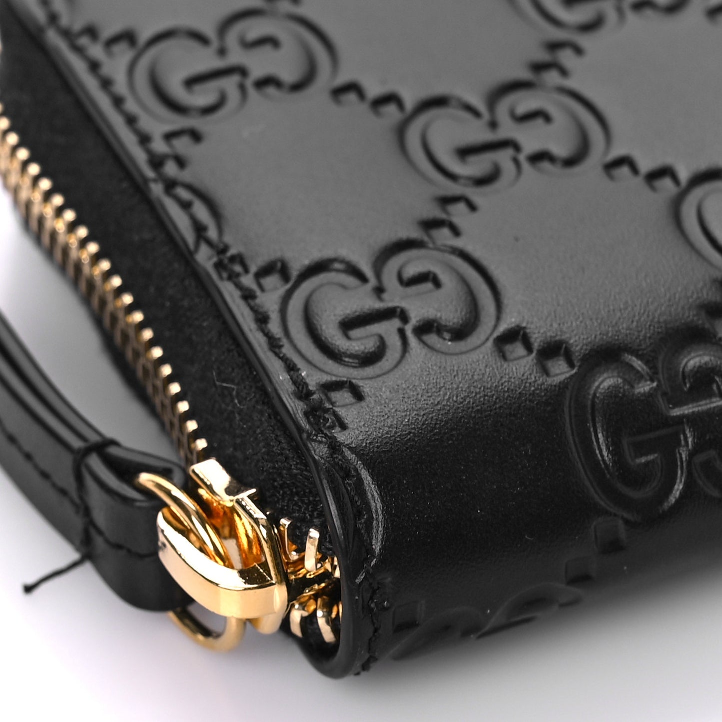 Guccissima Zip Around Card Case Black