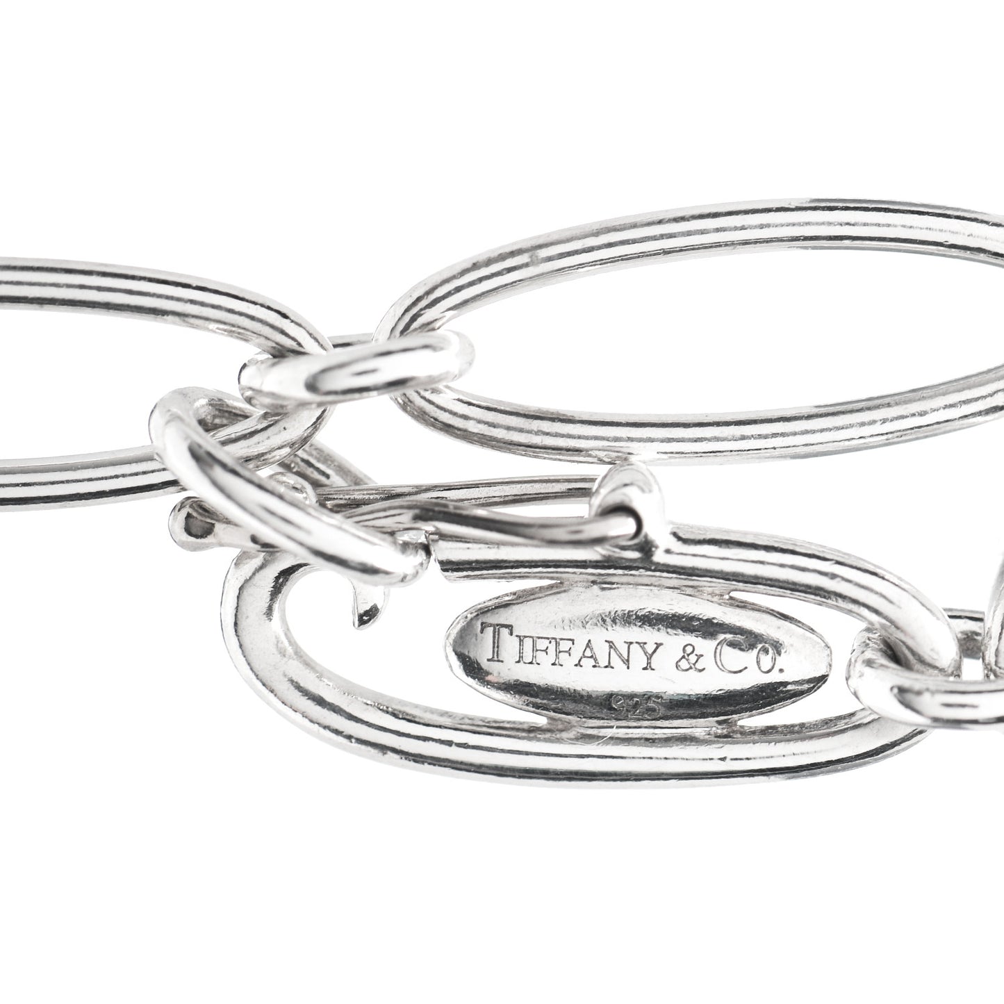 Sterling Silver Elsa Peretti Open Heart Oval Link Charm Bracelet