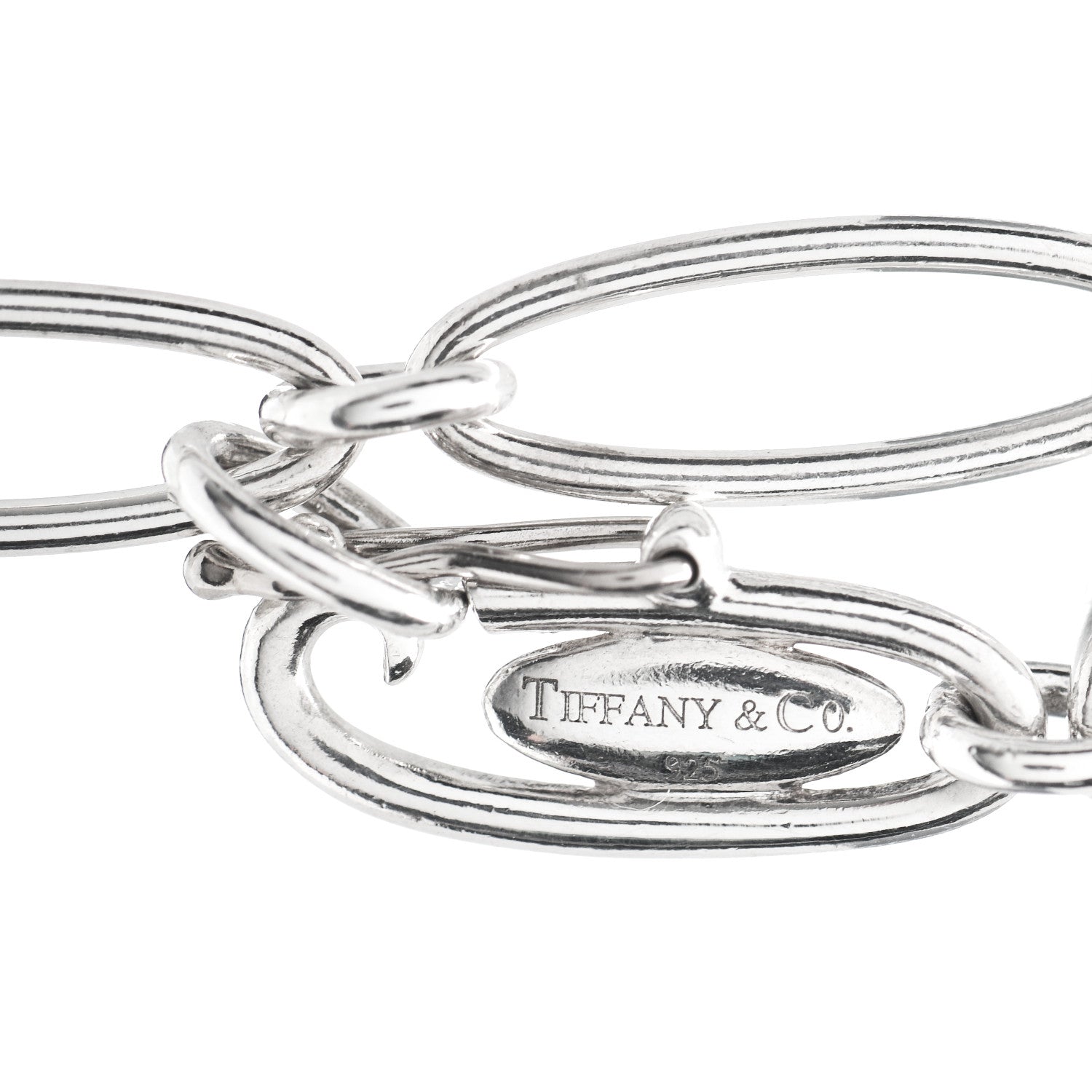 Tiffany Sterling Silver Elsa Peretti Open Heart Oval Link Charm Bracelet 4 of 4