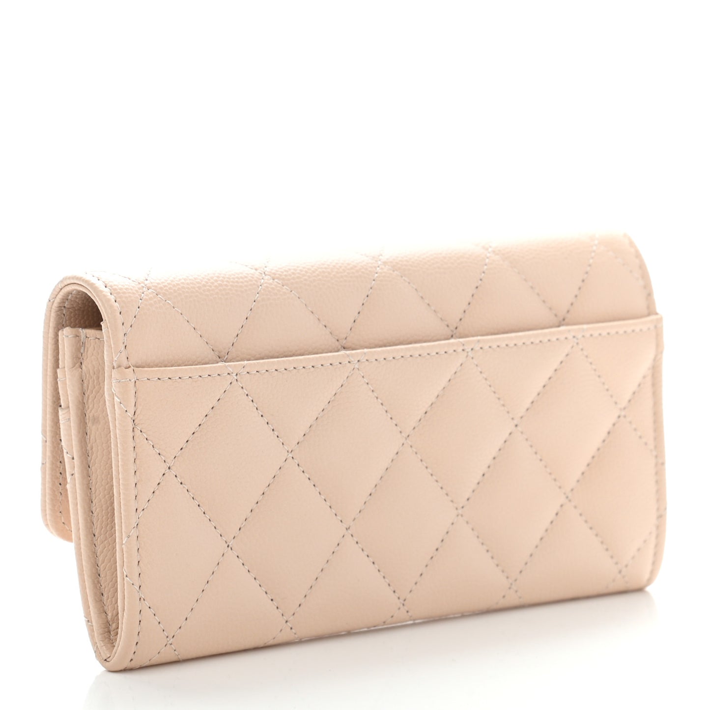 Caviar Pearl Quilted Coco Candy Wallet Beige