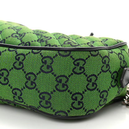 Gucci Monogram Multicolor Matelasse Diagonal Small GG Marmont Chain Shoulder Bag Green Blue 10 of 12