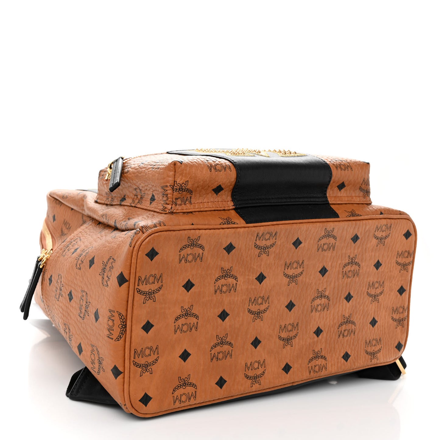 Visetos Studded Small Studded Logo Stripe Backpack Cognac