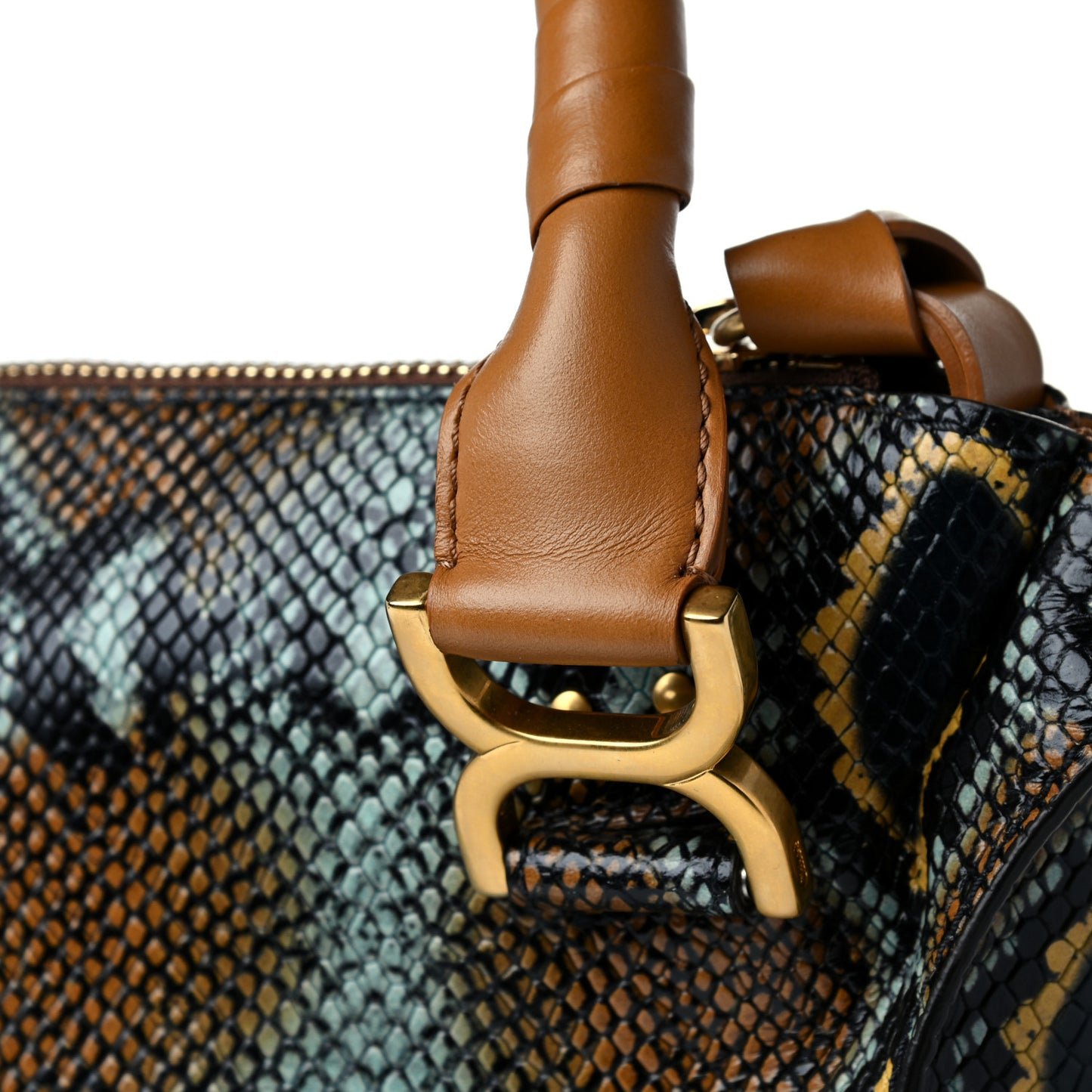 Snakeskin Calfskin Embossed Medium Marcie Satchel Multicolor