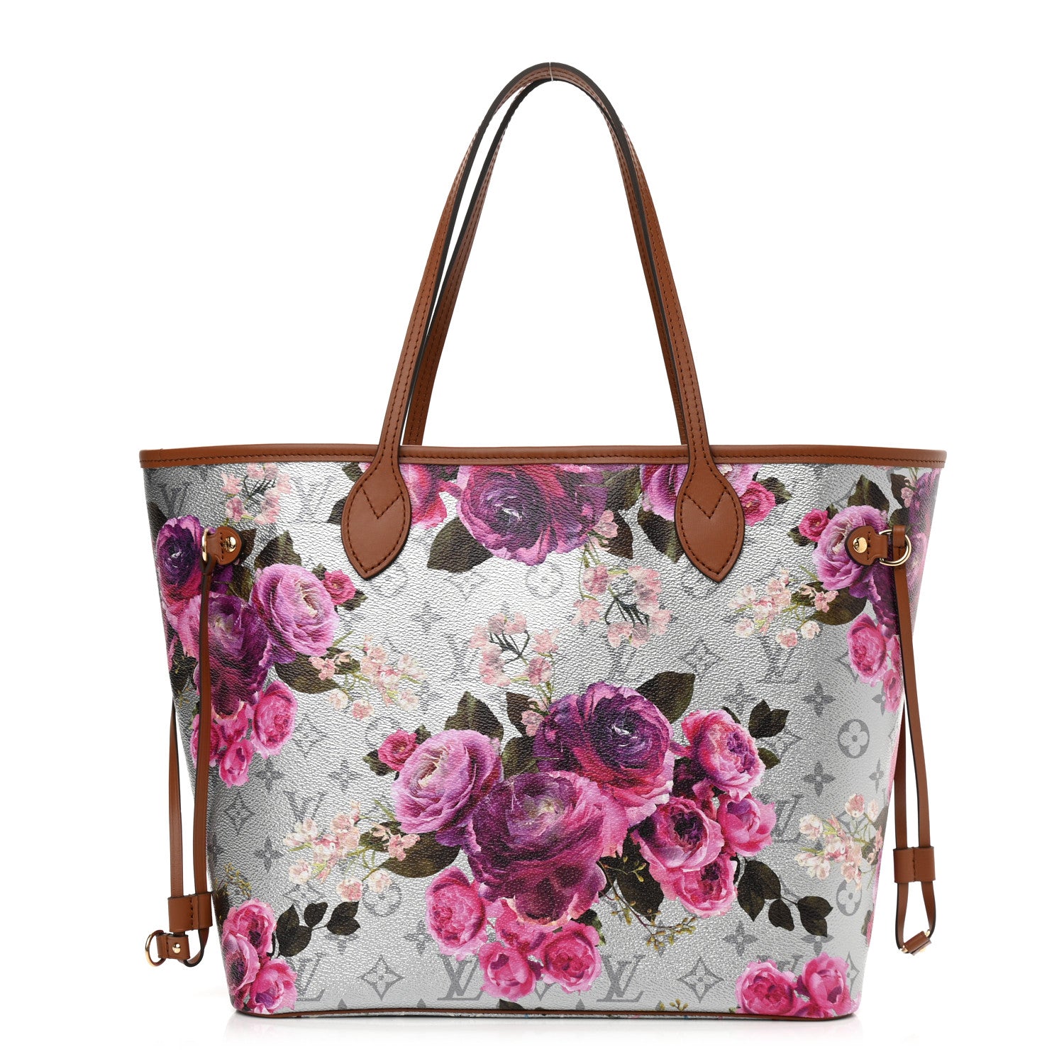 Louis Vuitton Metallic Monogram LV Garden Neverfull MM Silver 1 of 9