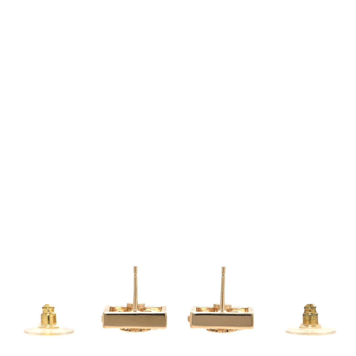 Chanel Baguette Crystal CC Drop Earrings Gold 3 of 5