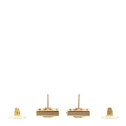 Chanel Baguette Crystal CC Drop Earrings Gold 3 of 5
