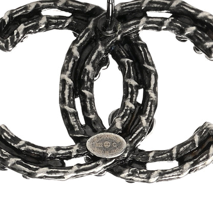 Chanel Crystal CC Camellia Earrings Ruthenium 4 of 5