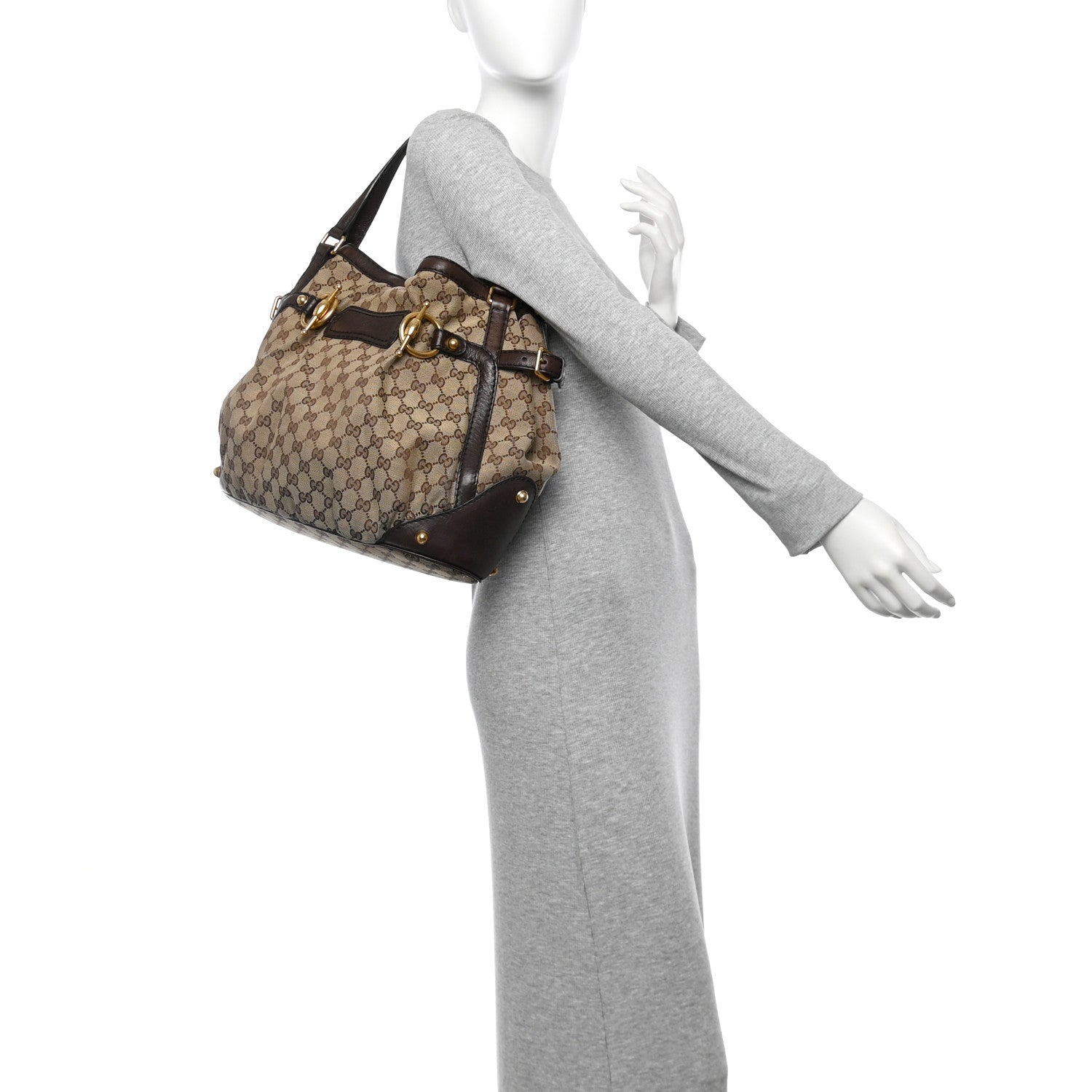 Gucci Monogram Medium Jockey Tote Dark Brown 2 of 14