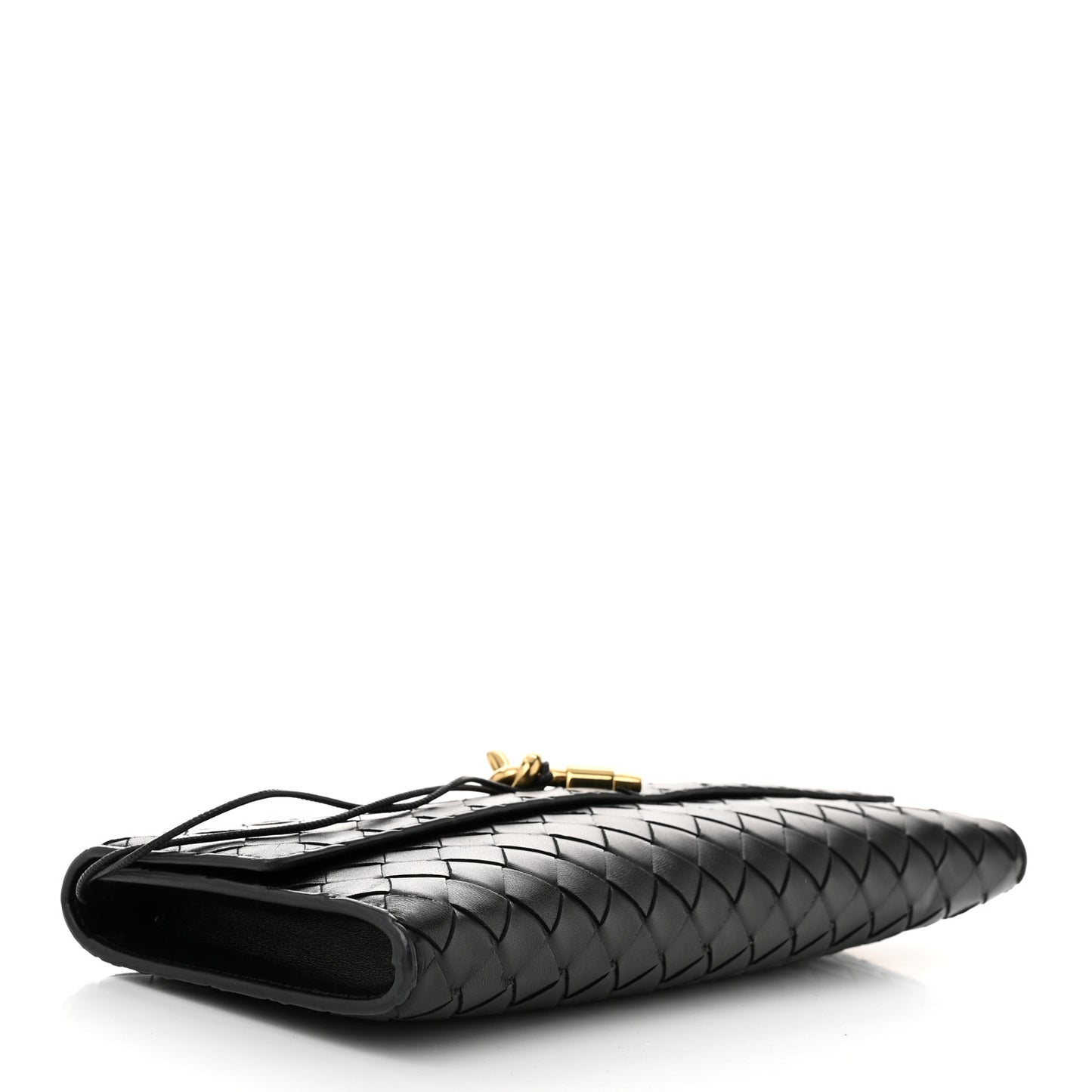 Nappa Intrecciato Long Andiamo Top Handle Clutch Black